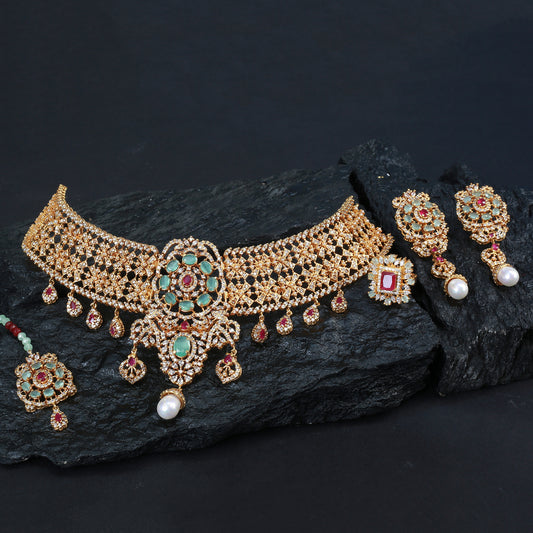 Choker Set With Earring and Tika ,Ring