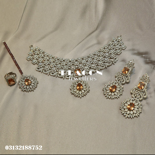 Necklace Set With  Ring Tika and Earrings