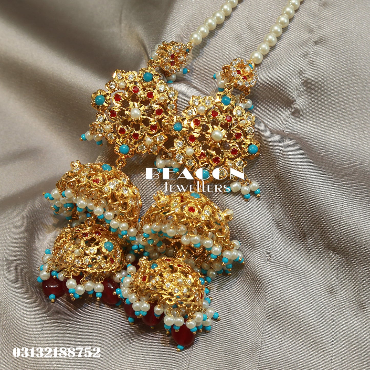 Choker Ring Bindi Jhoomer and Earrings 02