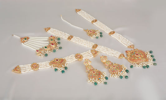 Choker Set With Mala Earrings TIka Jhoomar Ring