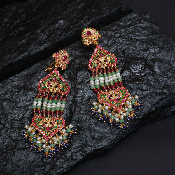 Earrings With Ruby & jades