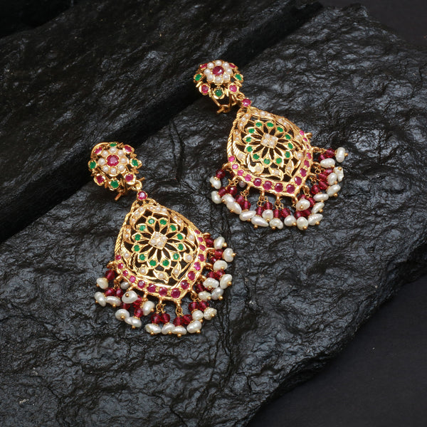 Earrings With Ruby & Jades