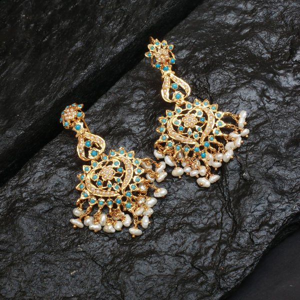 Earrings With Feroza Real Pearls