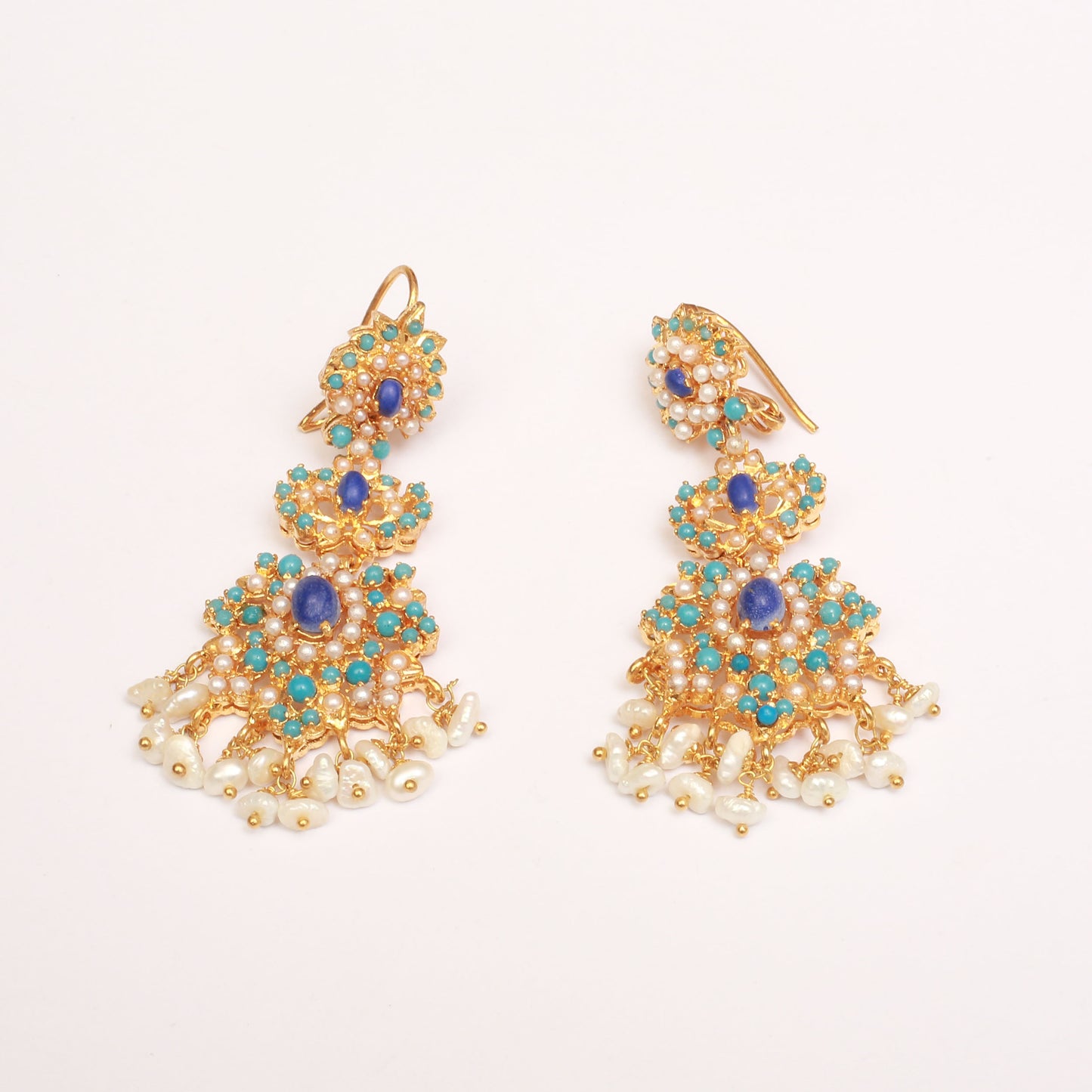 Earrings With Feroza & Real Pearl