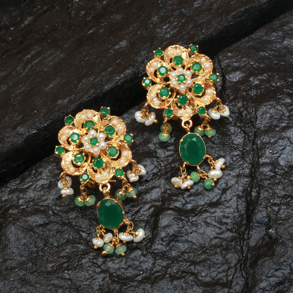 Earrings With Greens Jades