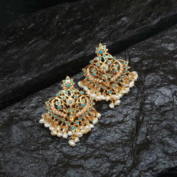 Earrings With Feroza & Reals Pearls