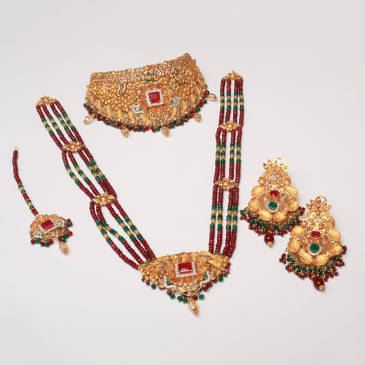 Choker Set With Mala Tika Earrings