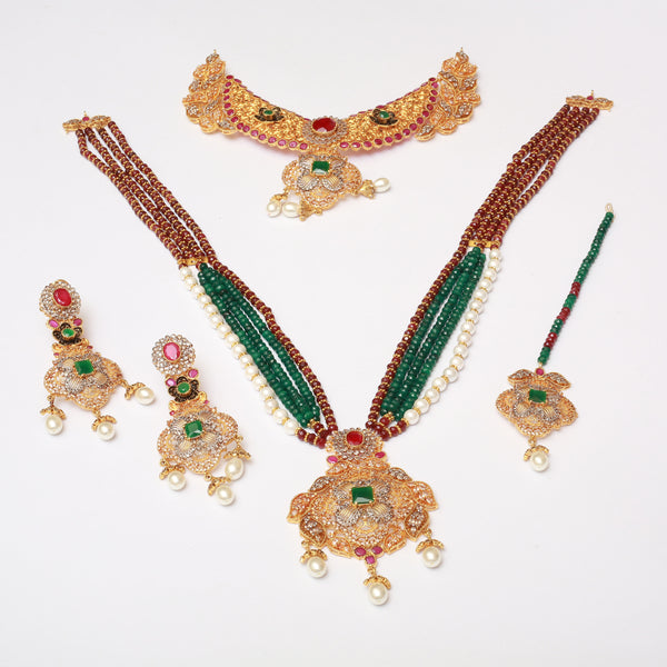 Necklace Set WIth Mala Tika Earrings