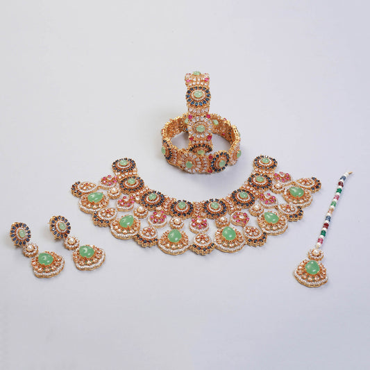 Necklace with Earrings, Tika and Bangla