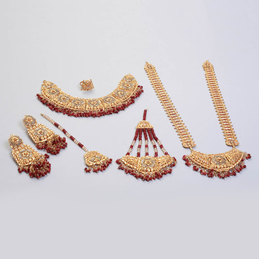 Necklace with Maala, Earrings, Ring ,Tika, Jhumar,
